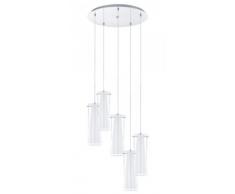 Eglo Lampe suspendue Pinto, Acier Verre, ChromÃ©/blanc/transparent., 50 x 50 x 150 cm, E27