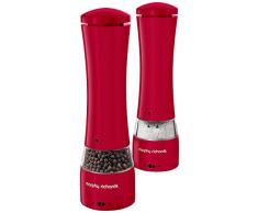 Morphy Richards Electronic Ensemble de Moulin à Poivre et sel, Rouge, Acier Inoxydable, Coquelicot, 5.5 x 5.5 x 22 cm