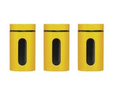 Premier Housewares 1209791 Set de 3 Bocaux Ã Rangement en Verre Ãmail Jaune 1000 ML