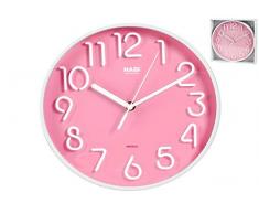 Habi Horloge Murale, Ronde, 25 cm, Plastique, Rose