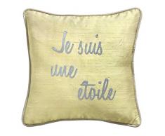 Coussin en Soie Sauvage Beige Doré Je suis une étoile – Lounge Fabrics