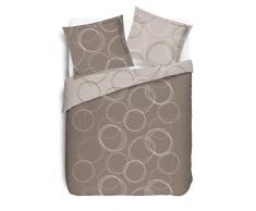 Vision Housse de Couette Lenny Taupe 260x240cm avec 2 taies 65x65cm - 100% Coton