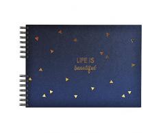 Album photos à spirales 50 pages noires - Format 32x22cm - LIFE Bleu