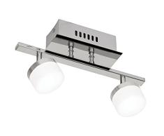 Oaks Lighting Kemi 7 W Plafonnier LED en Chrome avec 2 lampes en verre opalin