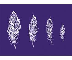 Rayher 45095000 Pochoir Mandala-Plumes A5 â Pochoir avec Spatule â Bleu