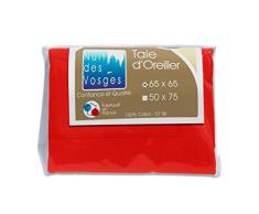 Nuit des Vosges 2107722 Cotoval Taie dOreiller Uni Coton Rouge 65 x 65 cm