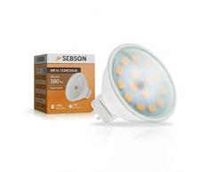 SEBSON® Ampoule LED 5W (remplace 35W) - Culot GU5.3 MR16 - Angle du faisceau 110° - Blanc chaud - 380lm