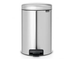 Brabantia 112041 Poubelle à Pédale Newicon avec Seau en Plastique, 12 L - Acier Mat Anti-trace De Doigt