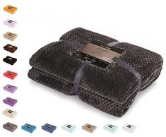 DecoKing Couette en Microfibre Couverture Polaire Plaid Couvre-lit Polaire Doux de Style scandinave Henry, Microfibre Graphite 150x200 cm