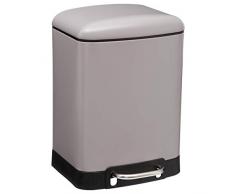 Poubelle 6L en mÃ©tal finition mate - Fermeture silencieuse - Large pÃ©dale - Coloris TAUPE
