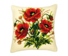 Kit coussin au point de croix Coquelicots