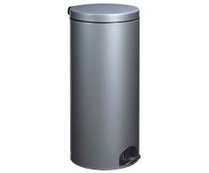 Poubelle à Pédale, 30 L, Gris/Argent/Vernis
