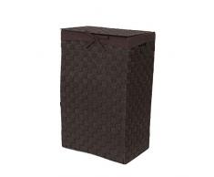 COMPACTOR Panier à Linge Rectangulaire avec Couvercle, Avec Poignées, Sangles Tressées et Armature Métallique, Housse Intérieur Amovible en Lin, Marron, 25 x 38 x H. 60 cm, RAN6896