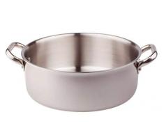 Pentole Agnelli Alu-INOX Casserole Basse avec 2 poignÃ©es en Acier Inoxydable, argentÃ© 24Â cm Argent