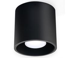 NOUVEAUTÃ ! Plafonnier noir pour cuisine et chambre â aluminium - SOLLUX ORBIS 1 SL.0016 lampe de plafond ronde moderne Loft 1 point LED Gu-10 *** LUMINAIRES : Meilleurs prix sur Amazon !