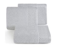 Eurofirany Lot de 6 Serviettes de Toilette en Coton Doux Ã Paillettes ArgentÃ© 50 x 90 cm