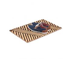 Relaxdays FuÃmatte Streifen aus Kokos, rutschfest Paillasson rayures en fibres de coco, PVC, Nature, 80 x 150 cm