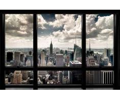 Empire 499387 Poster Vue de New York par la fenêtre sur Panneau MDF 90 x 60 cm