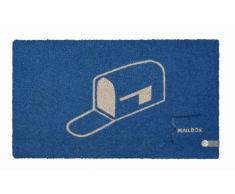 Young Generation YH 101372 Shoe Max Paillasson en Fibre de Coco avec Dos en PVC antidÃ©rapant Motif BoÃ®te aux Lettres Bleu Ardoise/Neige 74 x 44 cm