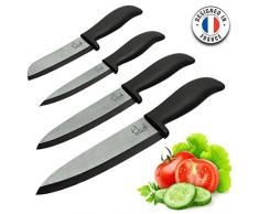 ChefsDeFrance - Set de 4 Couteaux CÃ©ramique - Ãdition Prestige Couteaux Haut de Gamme + 1 Livre de Cuisine Offert - Couteau de Chef