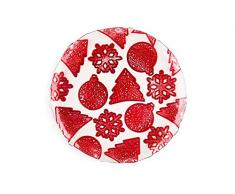 Excelsa Christmas Assiette Panettone, Blanc et Rouge, 34Â x 34Â x 2Â cm