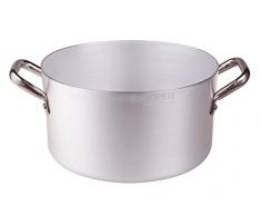 Pentole Agnelli Casserole Haute en Aluminium avec 2 poignées en Acier Inoxydable, argentée 18 l Argent