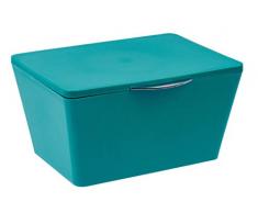 WENKO 21224100 Boîte de Rangement avec Couvercle Brasil, Incassable, TPE, 19 x 10 x 15,5 cm, Pétrol