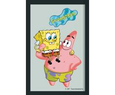Empire 537546 Miroir imprimÃ© Bob lÃponge avec son ami avec cadre en plastique faÃ§on bois 20 x 30 cm