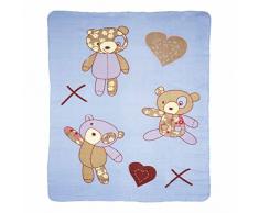 Thedecofactory 130141 Plaid, Polyester, Bleu, 130 x 150 x 3 cm