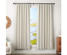 AmazonBasics Tringle à rideaux avec embouts cylindriques, 183 à 366 cm + anneaux 35,6 cm, diamètre 2,5 cm, Noir