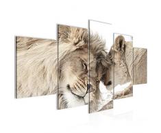 Tableau decoration murale Les lions aiment 200 x 100 cm - XXL Impression sur Toile Salon Appartment 5 Parties - prÃªt Ã accrocher - 002151b