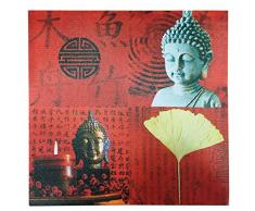 Laroom Tableau en Bois et Toile Rouge