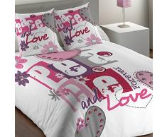 Les Ateliers du Linge Parure De Lit 1 Pers Peace&Love Imprimé Coton 200x140cm