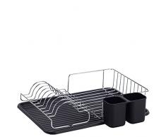 laroom 13513 â Petit égouttoir avec égouttoir à Couverts, Couleur Noir et Metal