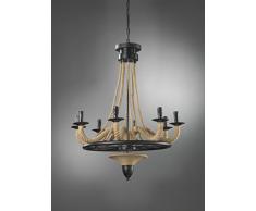 ONLI 1734/S Lustre 8 lumières en corde, Métal, E14, 6 W, Noir, 66 x 138cm