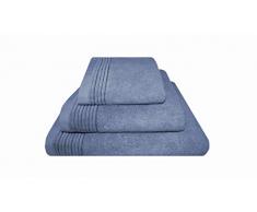 Home Juliet - Lot 3 Serviettes Eponge, 33x50 cm Serviette invité, 50x100 e Maxi Drap de Bain 100x150 cm, Couleur Bleu