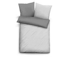 Biberna Mix & Match Housse de Couette Motif Graphique, en Satin de Coton mako certifiÃ©e Ãko-Tex Standard 100, tempÃªte Gris, 155Â x 220Â cm