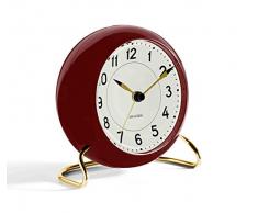 Arne Jacobsen Station Horloge de Table en Aluminium Bordeaux 11 cm
