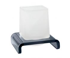 INDA A5710ZDL21 Avenue Porte-gobelet avec gobelet en Verre satinÃ©, polymÃ©thacrylate de mÃ©thyle, Chrome/fumÃ©, 11 x 13 x 13 cm