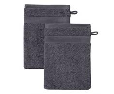 Jalla Lot de 2 Gants de Toilette, Coton PeignÃ©, Poivre, 15x22 cm