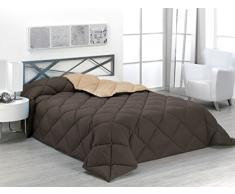 SABANALIA enbi 400-180R/N - Couette Bicolore 400 g Cama 105-180 x 270 Arena y Chocolate