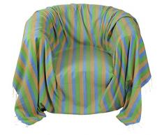 Fouta Futée Jeté de Fauteuil carré en Coton fouta, Multicolore, 200x200 cm