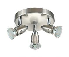 Eglo Spot Magnum Plafonnier LED Plafonnier 3 ampoules Rondell Nickel mat, chromé.