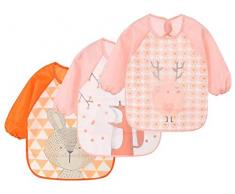 NOVAGO Bavoir Tablier rÃ©sistant Ã leau Ã Manches Longues,Tablier de Repas,de Jeu,de Peinture pour Les Enfants de 6 Ã 36 Mois (3 pcs, 1)