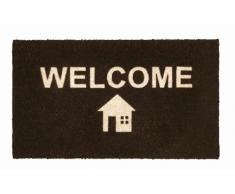 Young Generation Shoe Max YH 101468 Paillasson en Fibres de Coco avec Dos antidérapant en PVC Inscription Welcome Ivoire/ébène 44 x 74 cm