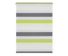 Lichtblick Klemmfix Store Enrouleur Double, Polyester, Vert/Gris/Blanc, 45 cm x 150 cm (B x L)