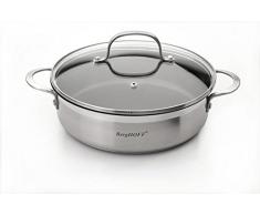 Berghoff 4410027 Sauteuse Italienne avec Couvercle Anti AdhÃ©rent 24 cm, Acier Inoxydable, MÃ©tal