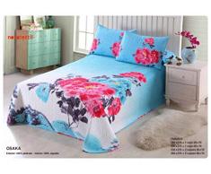 OPORTUNIDADES32 Couvre-lit imprimÃ© bouti lit de 180 cm modÃ¨le Osaka (Disponible en Plusieurs Tailles) Bleu et Fleurs