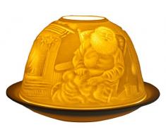 Him DL0018 Foyer (Fireplace) -photophore en Porcelaine, Blanc CassÃ©, 12x12x8 cm