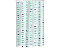 Spirella Textil-Duschvorhang Santorini Blue 180x200 cm Rideau de Douche, Tissu, Bleu, 180 x 200 cm
